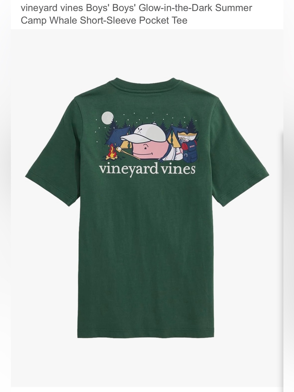 Vineyard Vines Boys Glow in the Dark Summer Camp Whale Pocket Tee
